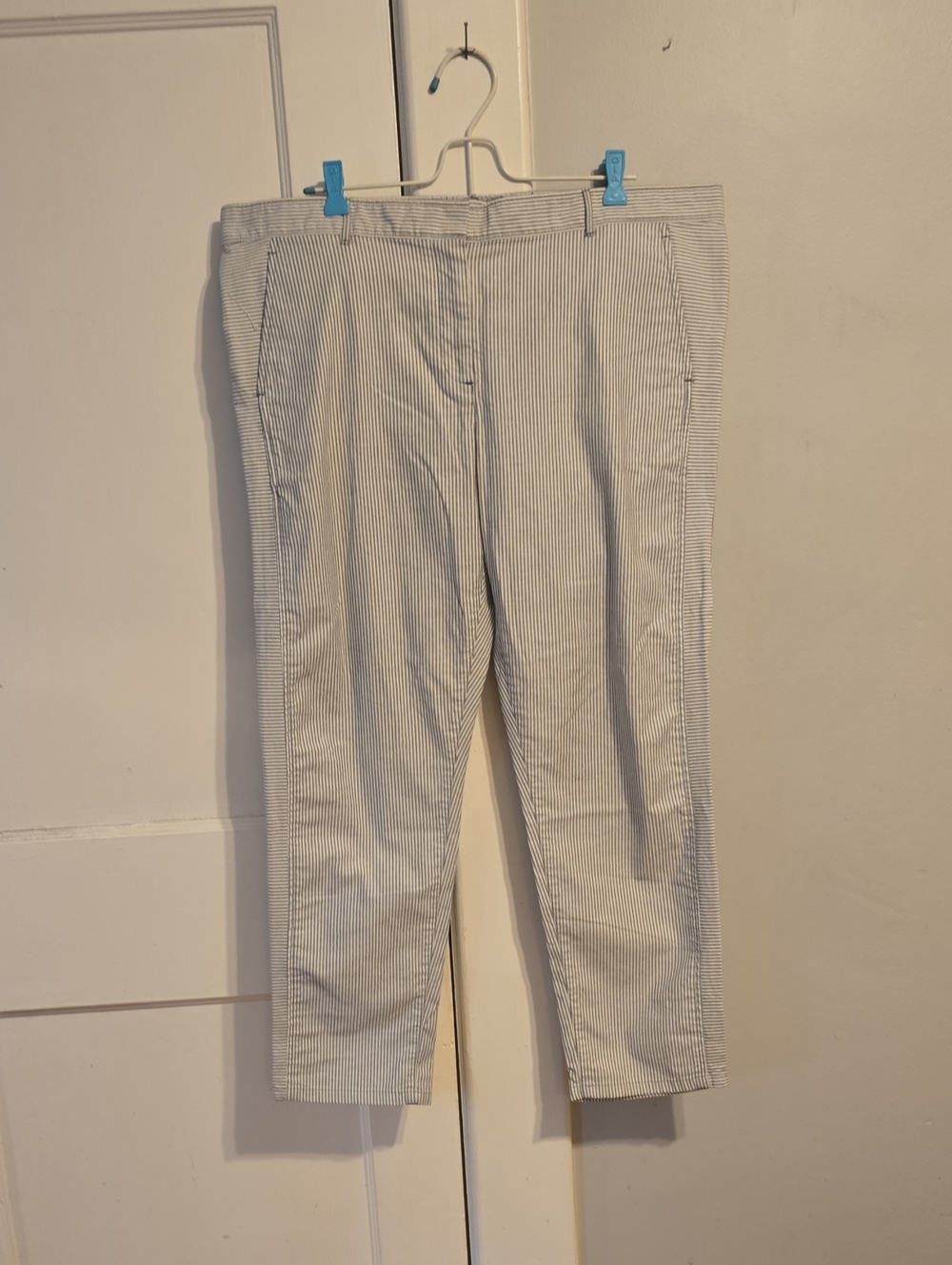 GAP Women's Slim Pants in Light Blue/White Stripe 16P